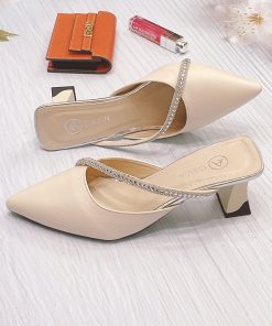 Sục nữ đính đá cao gót da lì - Alo davin, mềm mại, êm chân Pm22 7