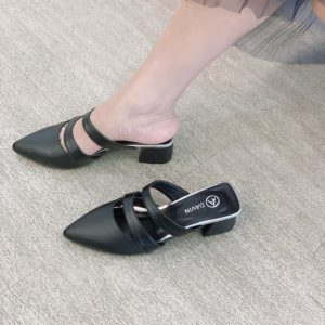 Dép đan đen da lì cao cấp - Alo davin, mềm mại, êm chân D02 5
