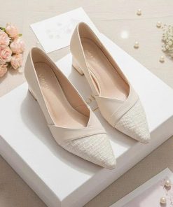 Giày bít gót da tweed - Alo davin, mềm mại, êm chân PM02